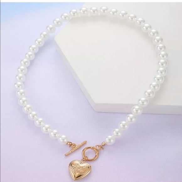New Boho Pearls Choker Gold Color Heart Pendant N - Picture 6 of 10